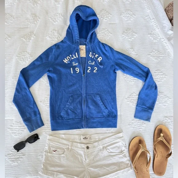 Hollister | Tops | Y2k Early 200s Hollister Blue Zipup Hoodie